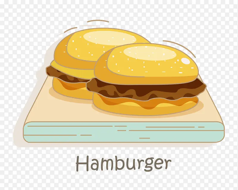 汉堡包美食手绘矢量插画