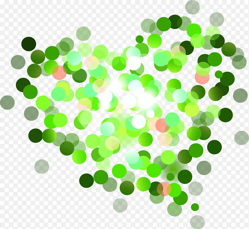 绿色渐变圆点组合成实心心形