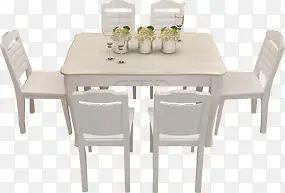 白色干净厨房餐桌椅