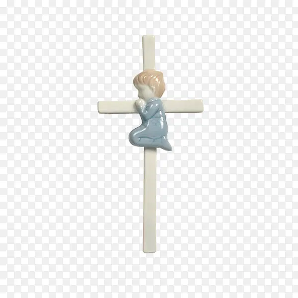 十字架陶瓷男孩素材免抠