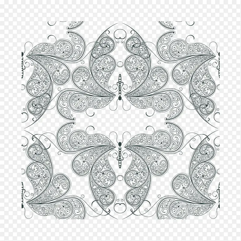 蝴蝶花纹矢量设计