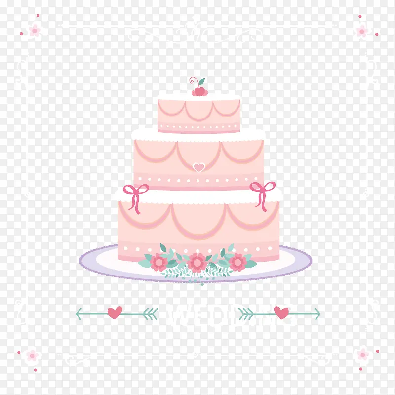 粉色婚礼蛋糕矢量素材图片.
