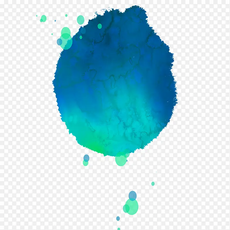 蓝色喷绘水彩素材