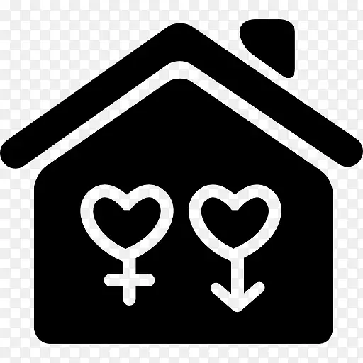 家庭与性别符号象征的变体的心形状图标