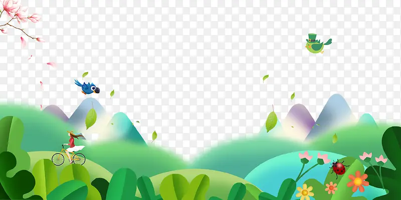 绿色清新卡通创意春季海报背景PNG图片素材下载_图片编号8778276-PNG素材网