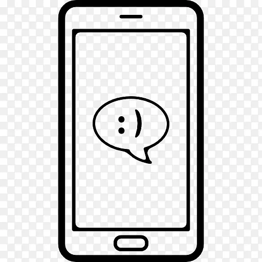 聊天气泡与快乐的脸在手机屏幕上图标