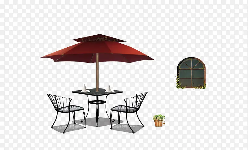 遮阳伞下午茶桌子凳子