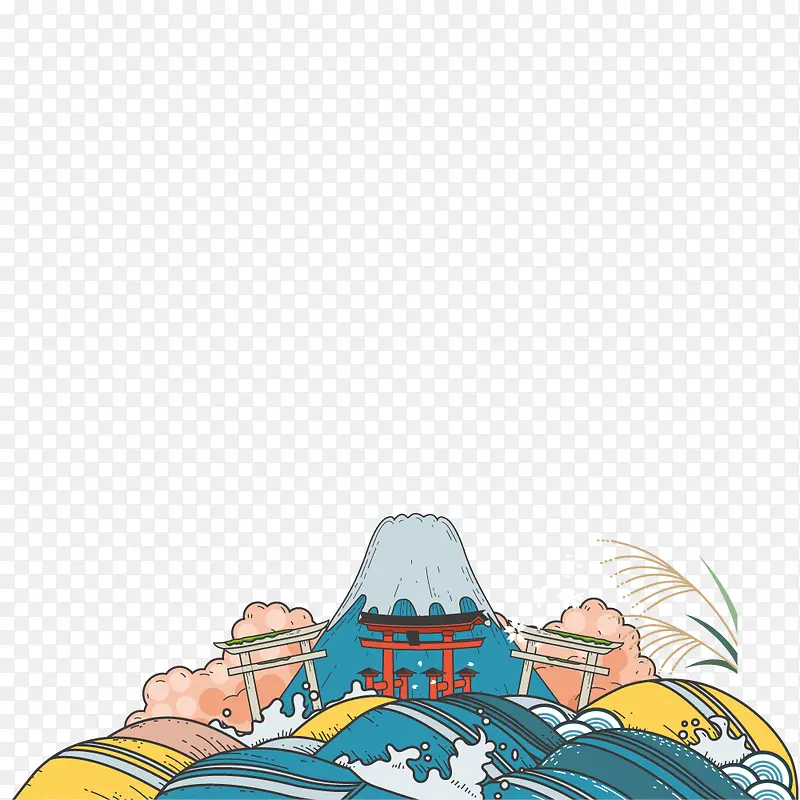 卡通海浪建筑