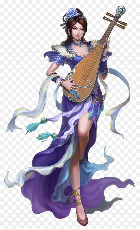 琵琶蓝色古风美女