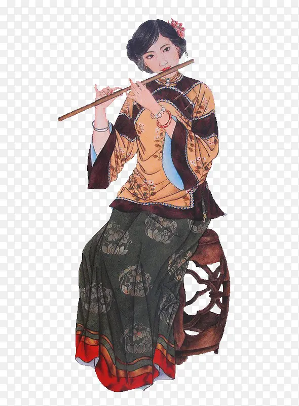 中国古代女子吹笛PNG图片素材下载_图片编号8783345-PNG素材网