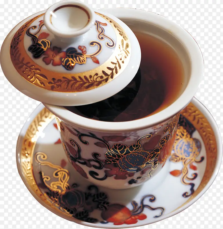 中国风金色花纹茶杯