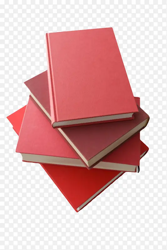 红色崭新封面的一叠书实物