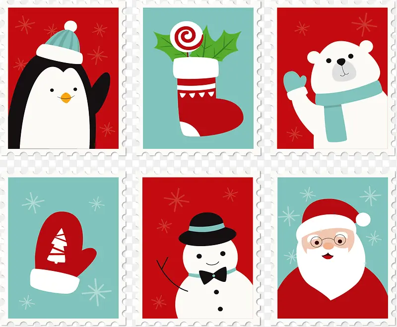 圣诞节可爱的邮票