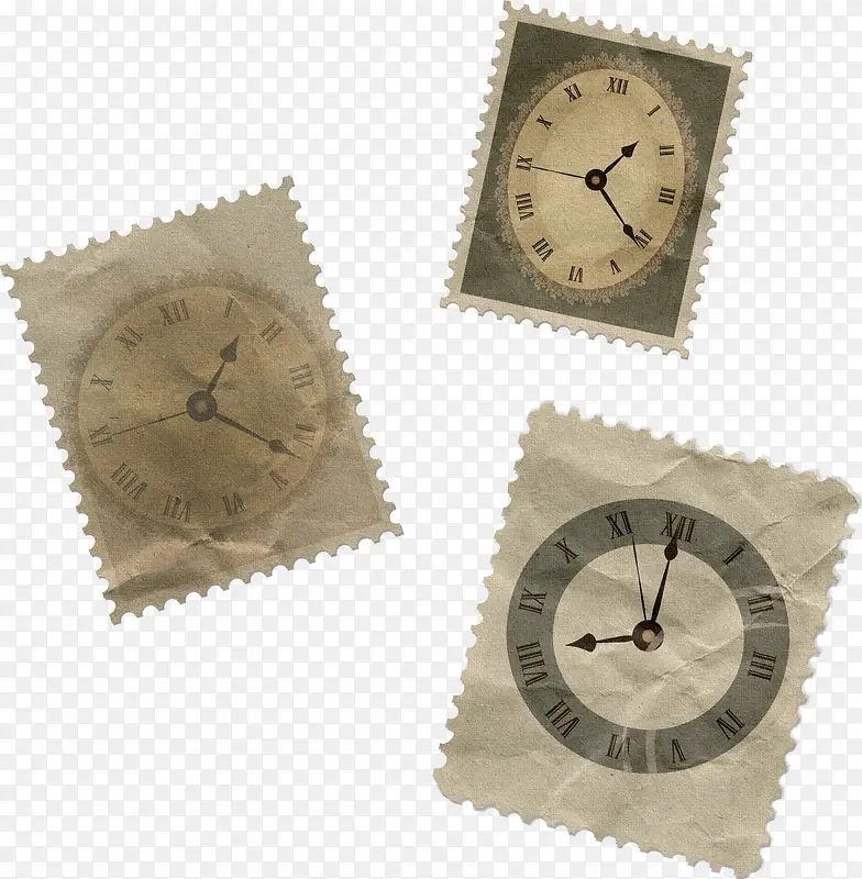 多张复古时钟邮票贴图