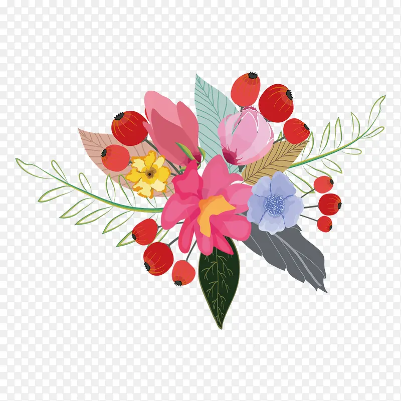 母亲节唯美花朵插画装饰
