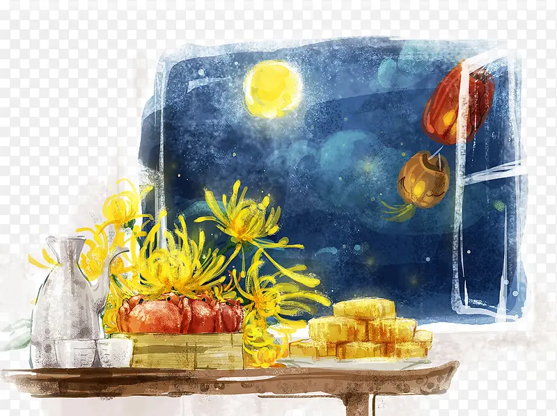 中秋佳节水墨画