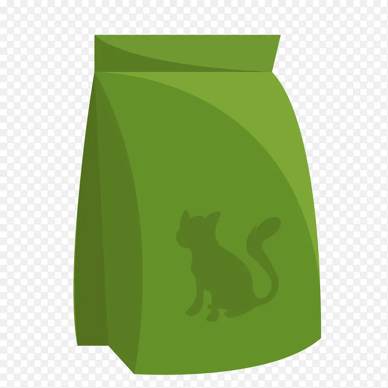 矢量手绘一袋绿色猫粮