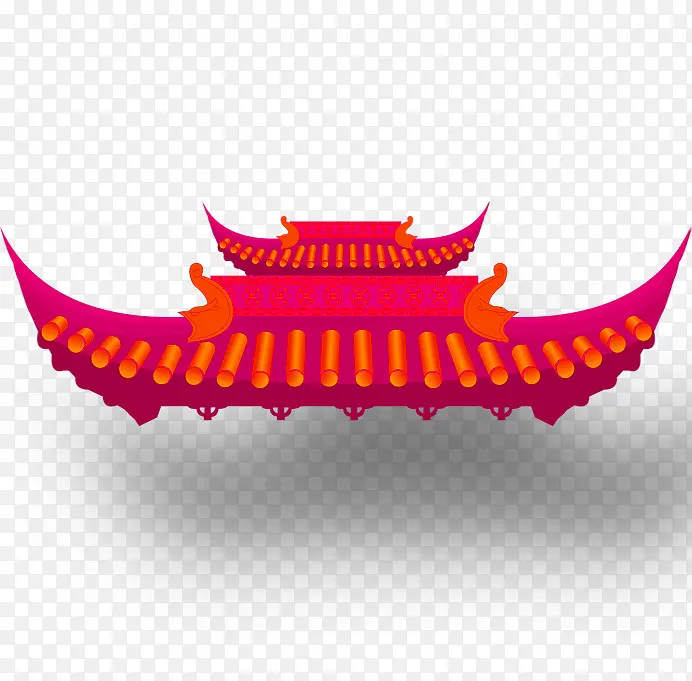 红色中国风屋顶装饰图案