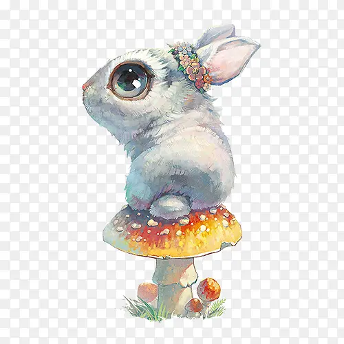 蘑菇上的小兔子