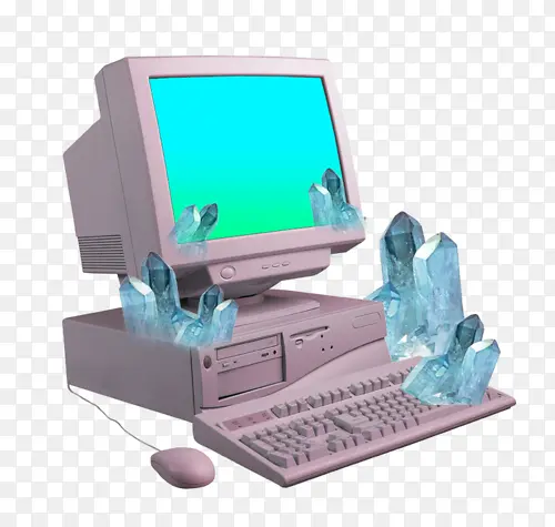 创意合成电脑机器冰块水晶