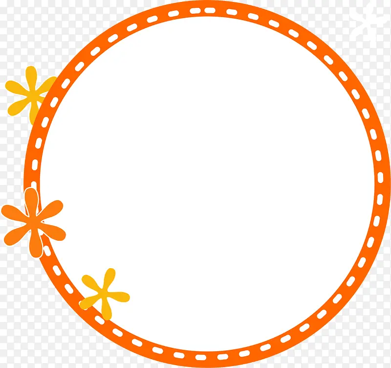 手绘橙色圆形花圈素材