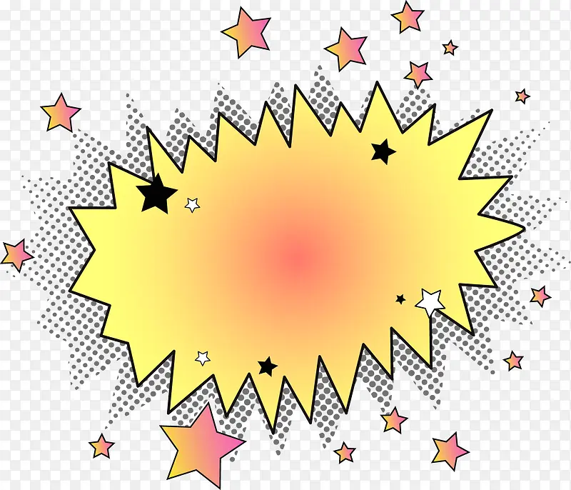 矢量彩色星星爆炸文本框