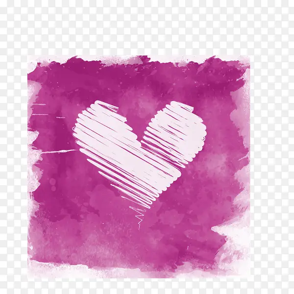 紫色水彩爱心心形背景装饰矢量素