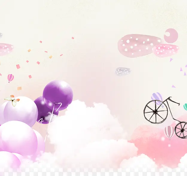 紫色气球天空海报背景七夕情人节