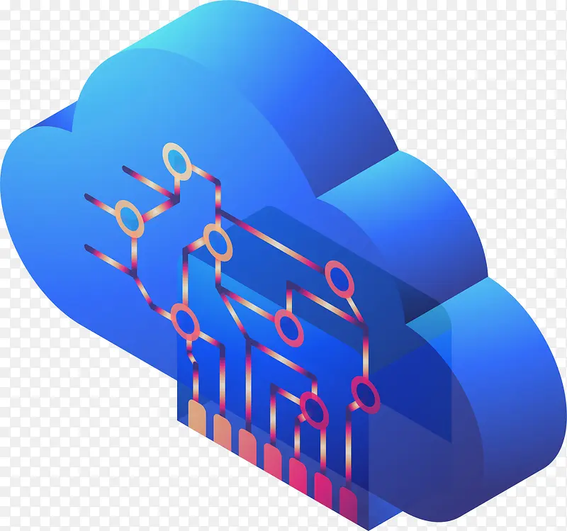 渐变2.5D网络云矢量插画
