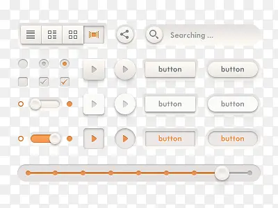 白色界面元素按钮PSD素材