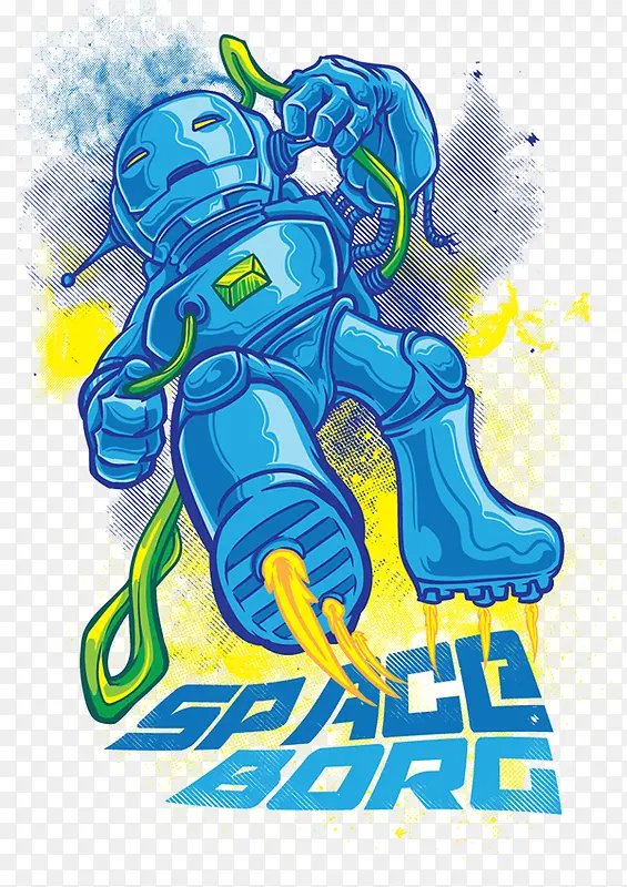 蓝色机器人涂鸦