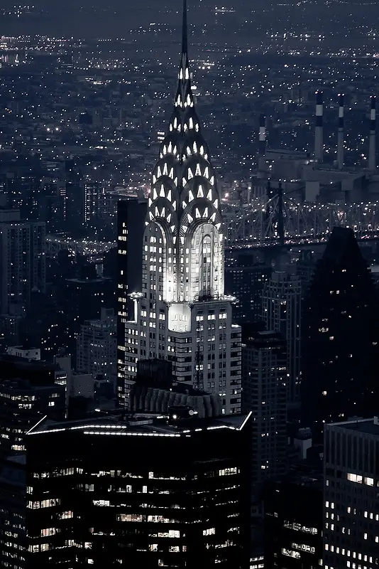 纽约城市鸟瞰夜景