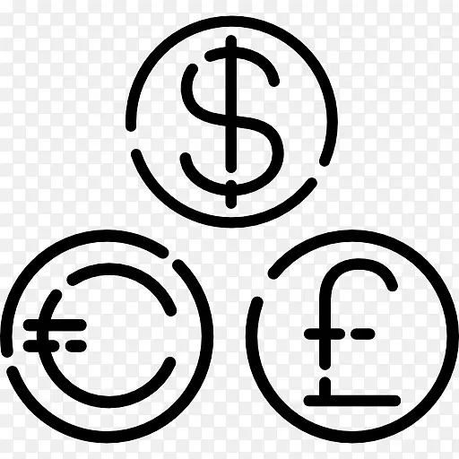 美元兑欧元和英镑的硬币图标