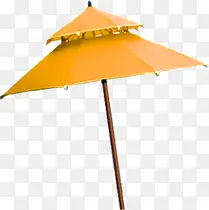 橙色太阳伞沙滩海边木板告示牌设计