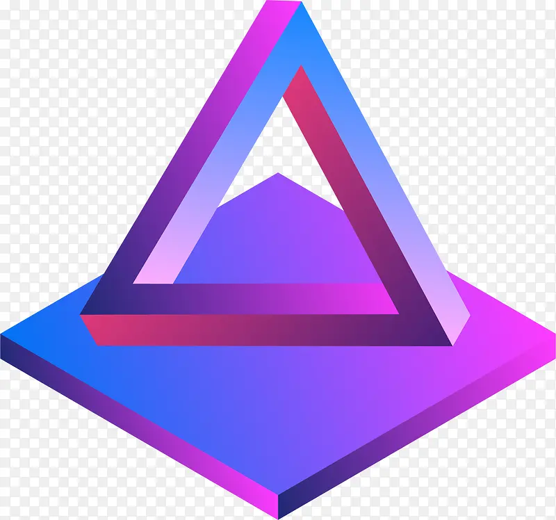 2.5D紫色三角形立体矢量插画