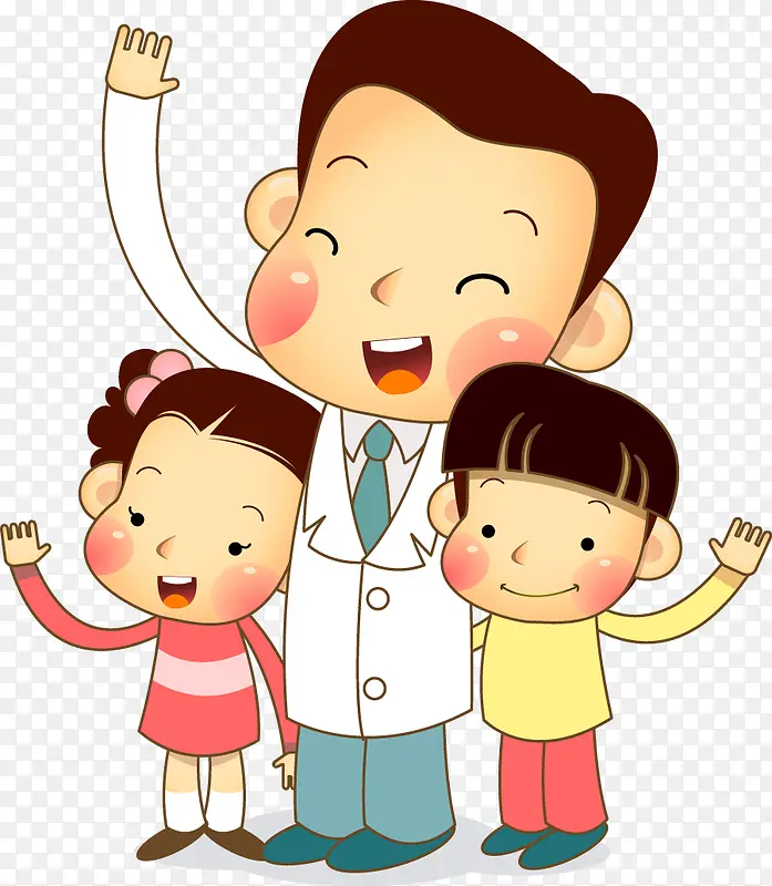 卡通医生和孩子们