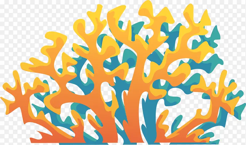 黄色卡通大海珊瑚