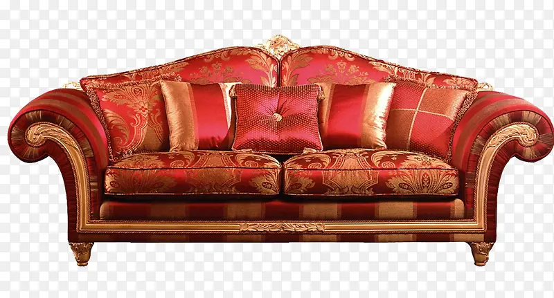 红色欧式古典沙发