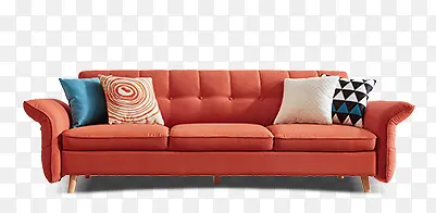 欧式简约红色沙发