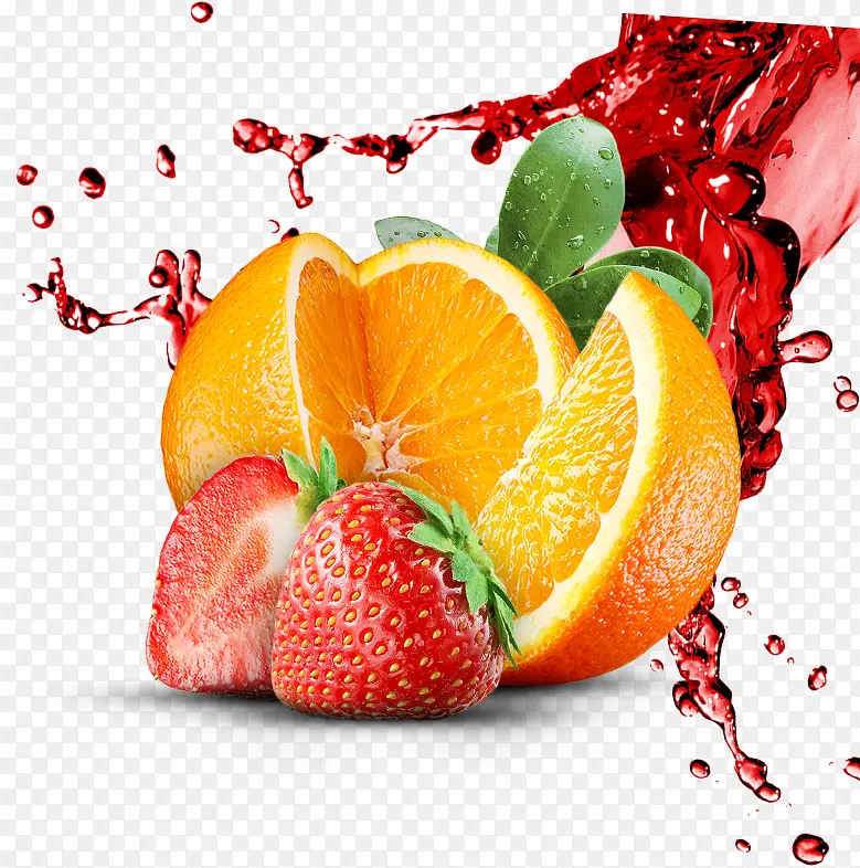 红色草莓橙子