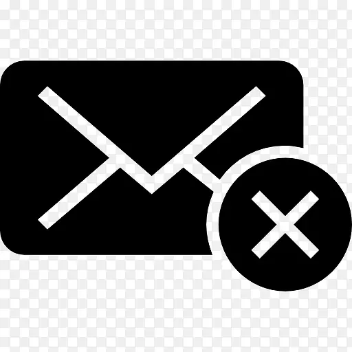 删除电子邮件界面符号封闭黑信封后面图标