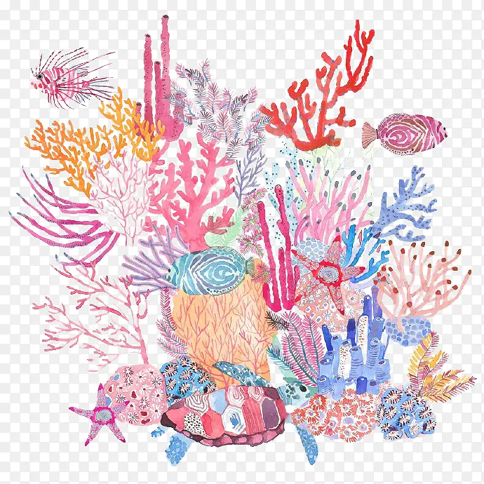 卡通海底珊瑚