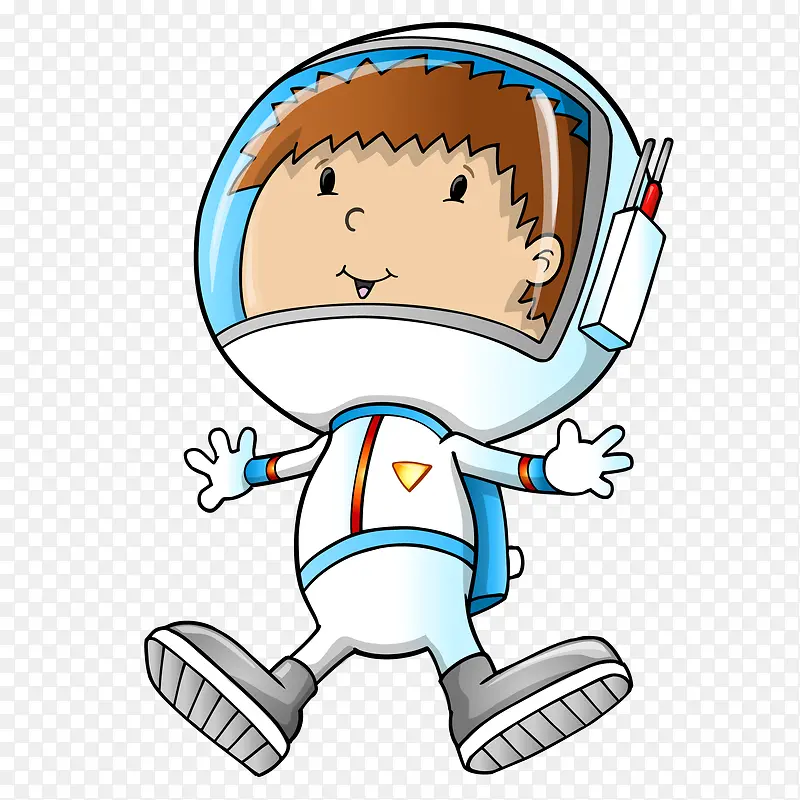 手绘矢量太空宇航员小男生
