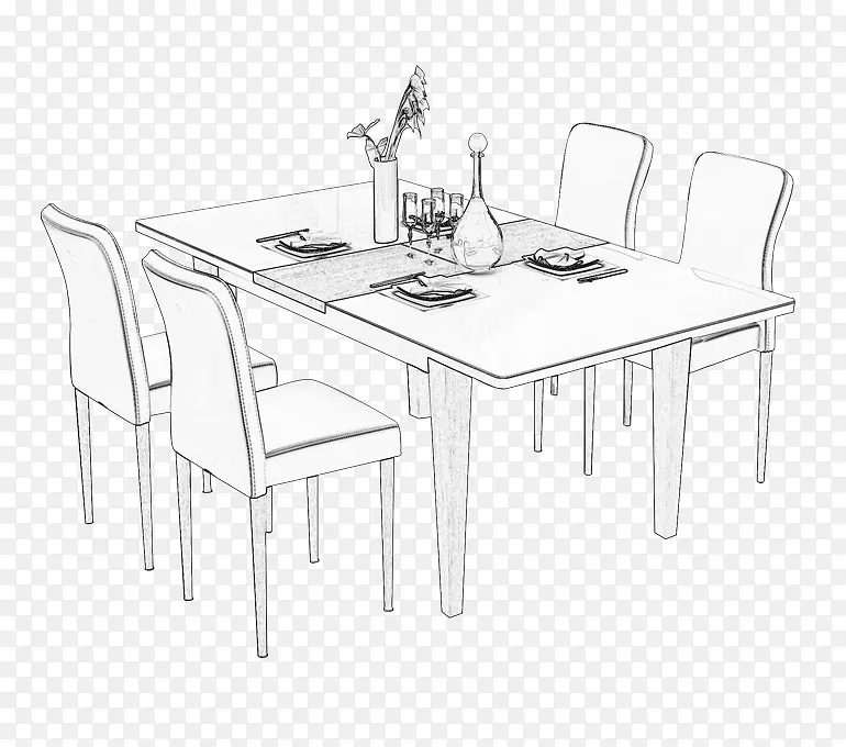 手绘餐桌椅