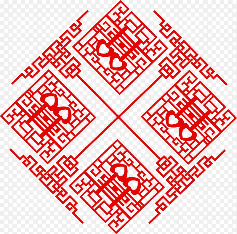 手绘红色中国风喜字