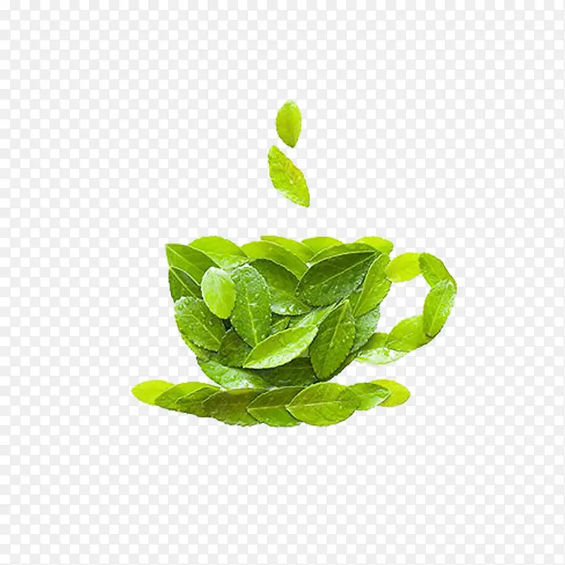 绿茶植物绿色茶杯