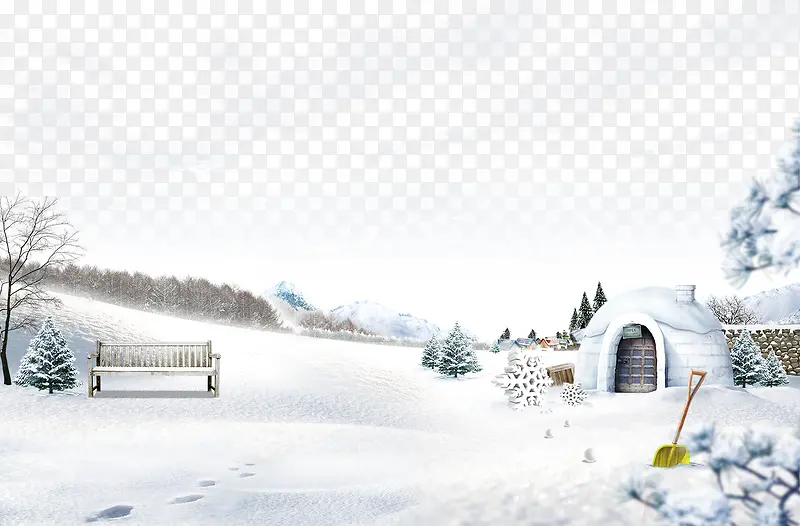 雪景房子雪地