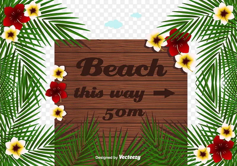 夏威夷海滩风情指示牌