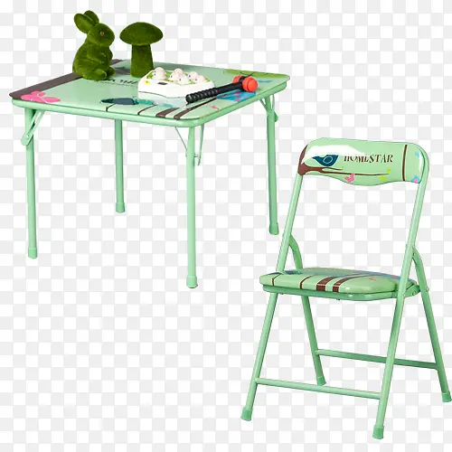 绿色卡通桌椅