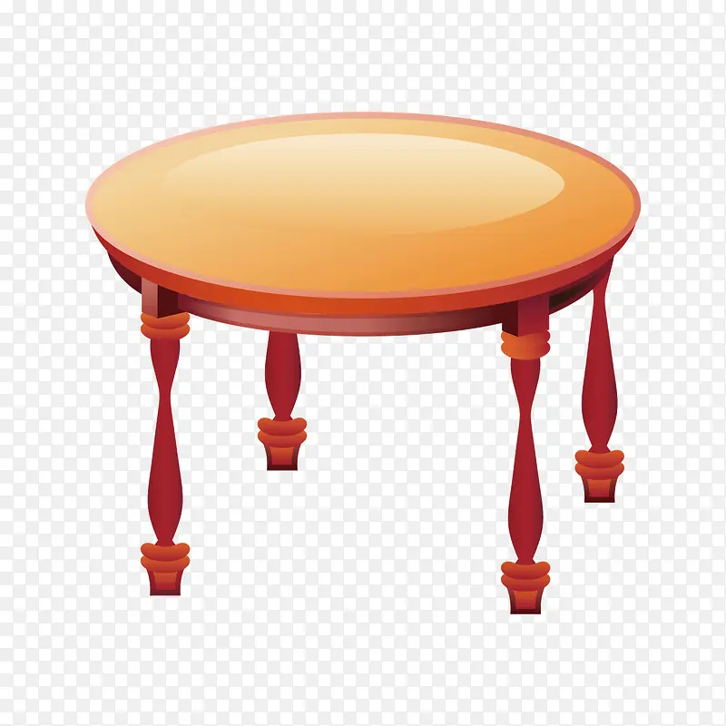 矢量木质圆形八仙桌圆桌